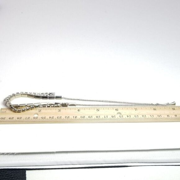 Vintage Silver Tone Two Layer Rhinestone Collar Necklace, Retro, Made in Japan - Picture 5 of 6